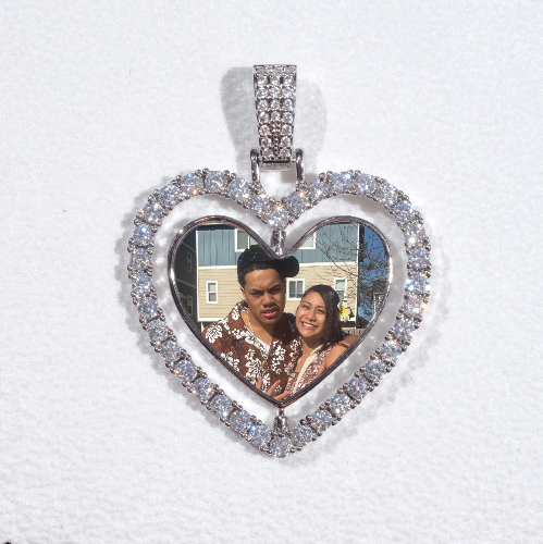 3D Spinning 2-Faced Heart Custom Picture Pendant