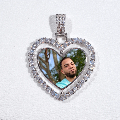3D Spinning 2-Faced Heart Custom Picture Pendant