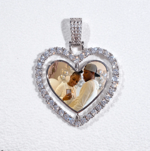 3D Spinning 2-Faced Heart Custom Picture Pendant