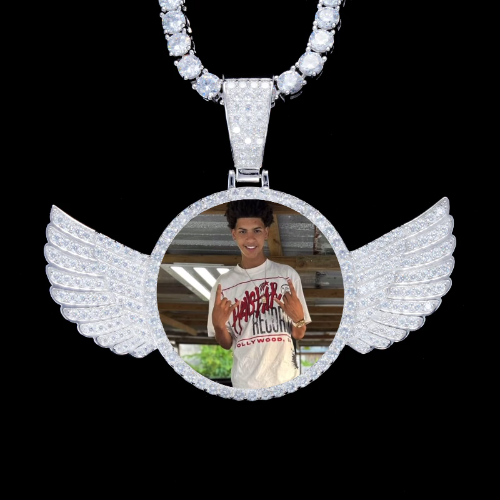 925S & VVS Moissanite 3D Wing Custom Picture Pendant