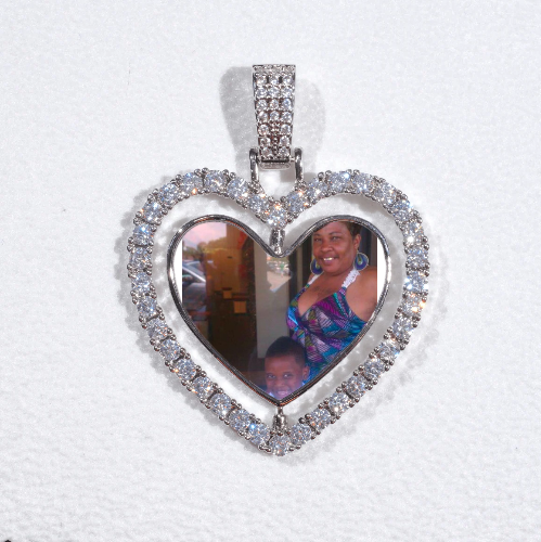 3D Spinning 2-Faced Heart Custom Picture Pendant