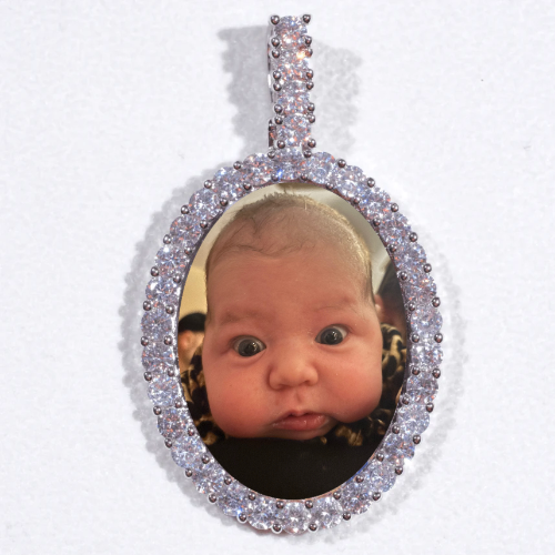 Large 3D Oval Custom Picture Pendant
