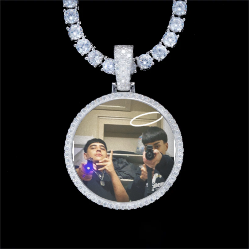 925S & VVS Moissanite 3D Circle Custom Picture Pendant