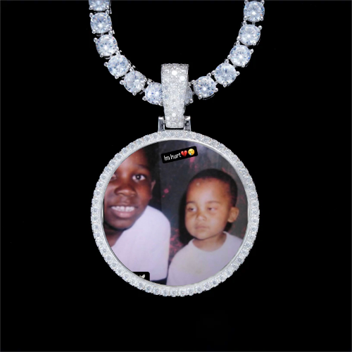 925S & VVS Moissanite 3D Circle Custom Picture Pendant