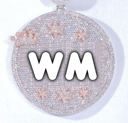 CUSTOM LETTER NECKLACE 3D BIG CROWN DISC