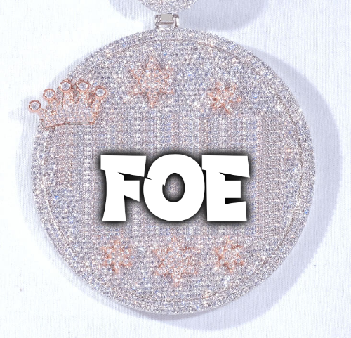 CUSTOM LETTER NECKLACE 3D BIG CROWN DISC