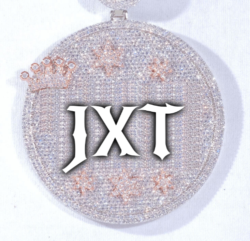 CUSTOM LETTER NECKLACE 3D BIG CROWN DISC