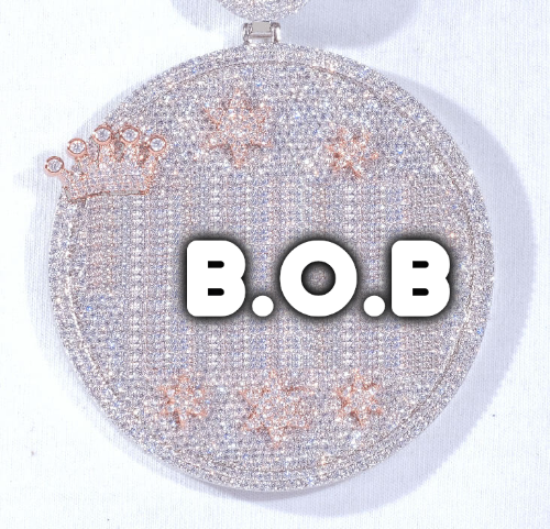 CUSTOM LETTER NECKLACE 3D BIG CROWN DISC