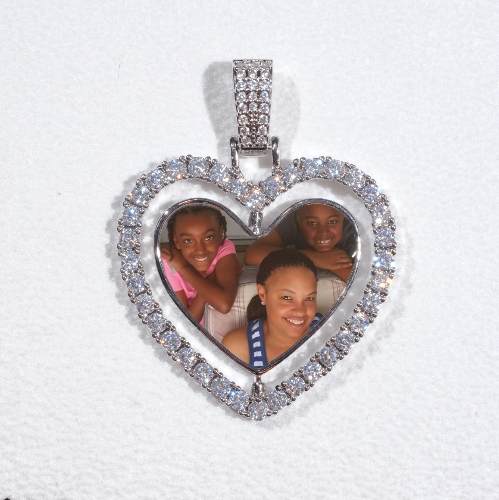 3D Spinning 2-Faced Heart Custom Picture Pendant