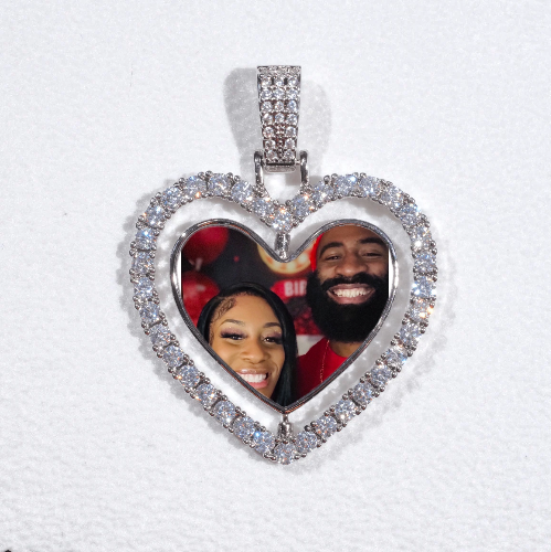 3D Spinning 2-Faced Heart Custom Picture Pendant