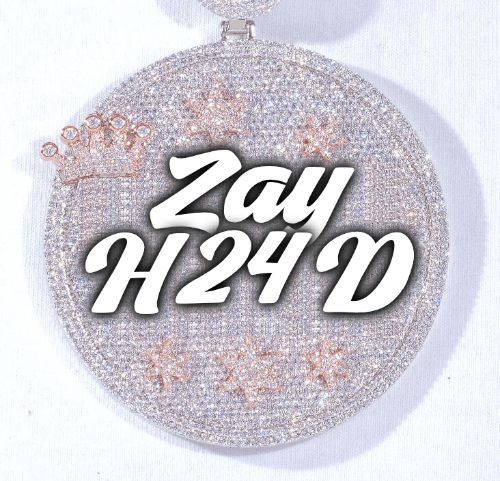 CUSTOM LETTER NECKLACE 3D BIG CROWN DISC