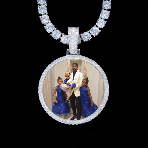 925S & VVS Moissanite 3D Circle Custom Picture Pendant