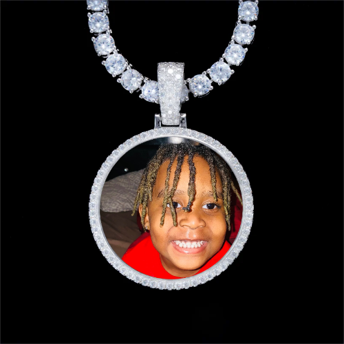 925S & VVS Moissanite 3D Circle Custom Picture Pendant