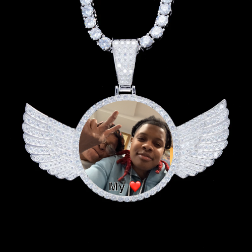 925S & VVS Moissanite 3D Wing Custom Picture Pendant