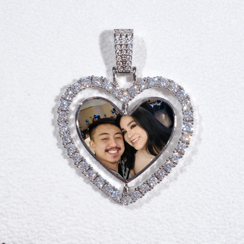 3D Spinning 2-Faced Heart Custom Picture Pendant