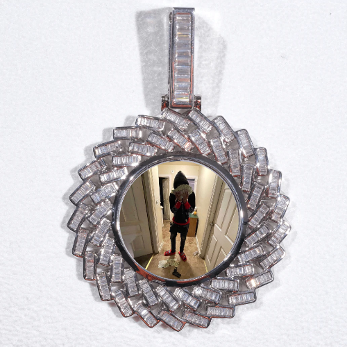 Large 3D Baguette Custom Picture Pendant