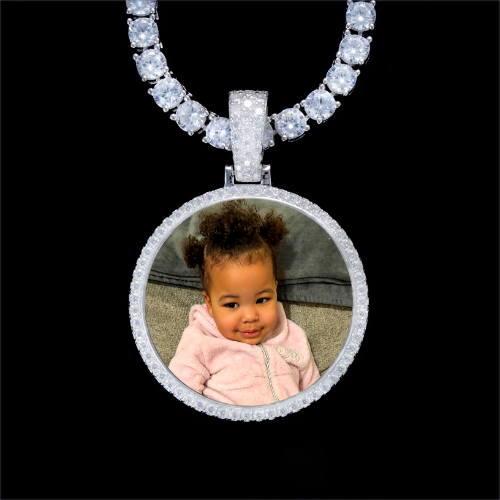 925S & VVS Moissanite 3D Circle Custom Picture Pendant