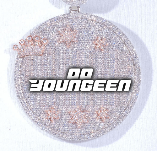 CUSTOM LETTER NECKLACE 3D BIG CROWN DISC
