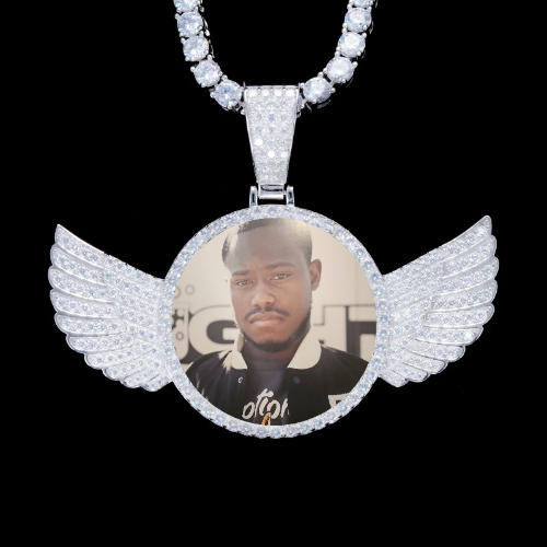 925S & VVS Moissanite 3D Wing Custom Picture Pendant