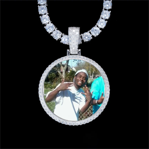 925S & VVS Moissanite 3D Circle Custom Picture Pendant