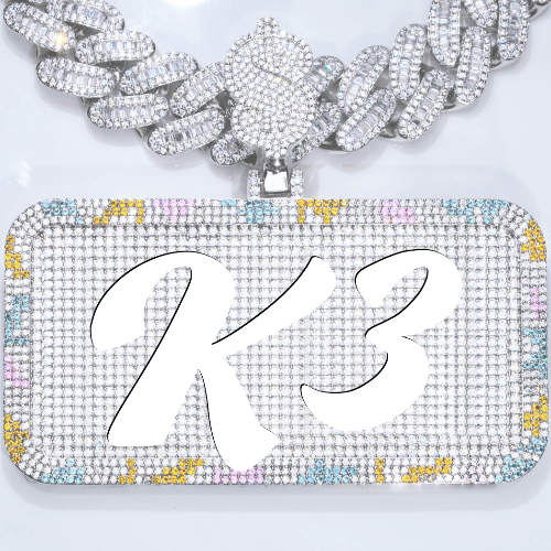 CUSTOM LETTER NECKLACE 3D COLORFUL SQUARE