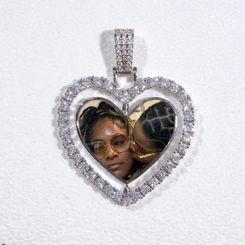 3D Spinning 2-Faced Heart Custom Picture Pendant