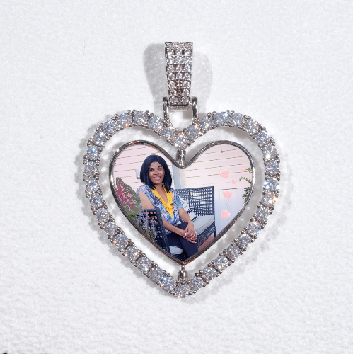 3D Spinning 2-Faced Heart Custom Picture Pendant