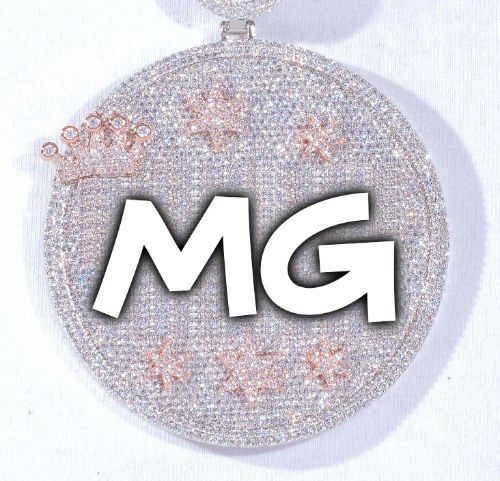 CUSTOM LETTER NECKLACE 3D BIG CROWN DISC