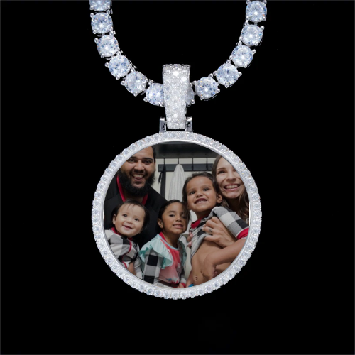 925S & VVS Moissanite 3D Circle Custom Picture Pendant
