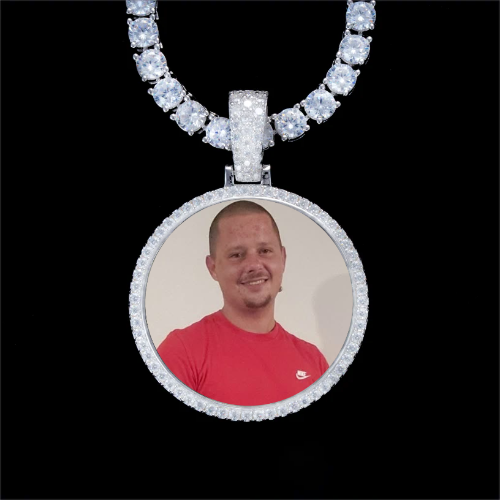 925S & VVS Moissanite 3D Circle Custom Picture Pendant