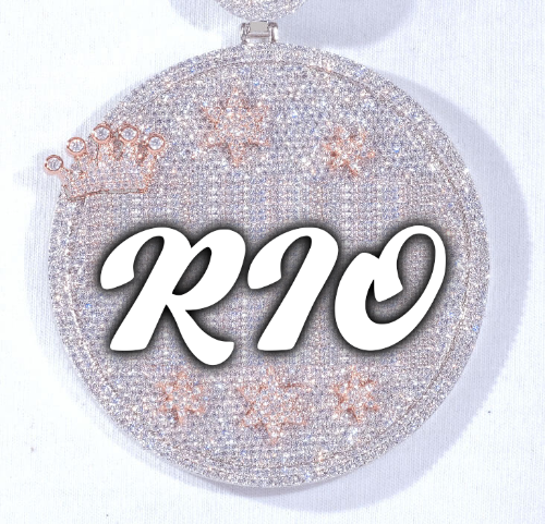 CUSTOM LETTER NECKLACE 3D BIG CROWN DISC