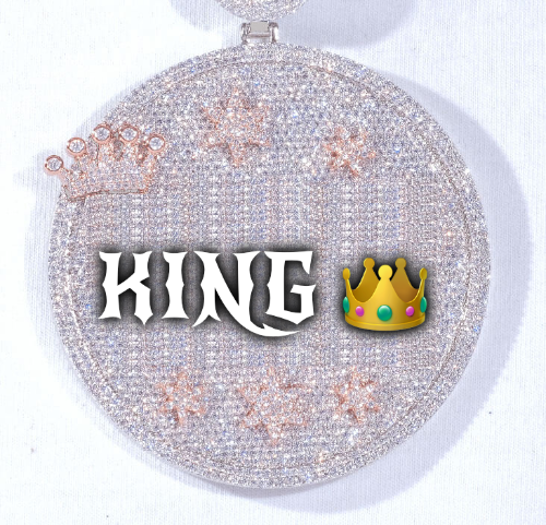 CUSTOM LETTER NECKLACE 3D BIG CROWN DISC