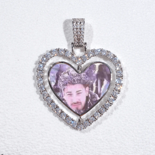 3D Spinning 2-Faced Heart Custom Picture Pendant