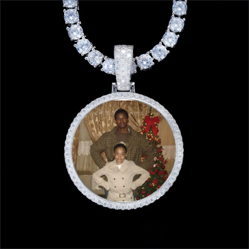925S & VVS Moissanite 3D Circle Custom Picture Pendant