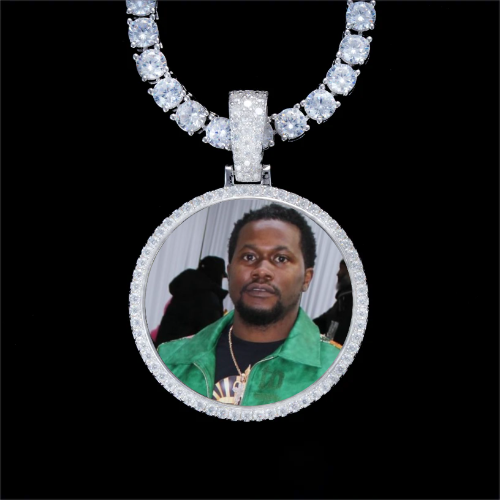 925S & VVS Moissanite 3D Circle Custom Picture Pendant