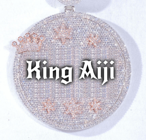 CUSTOM LETTER NECKLACE 3D BIG CROWN DISC