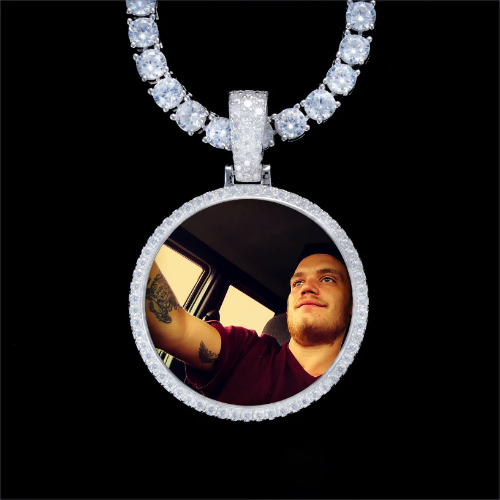 925S & VVS Moissanite 3D Circle Custom Picture Pendant