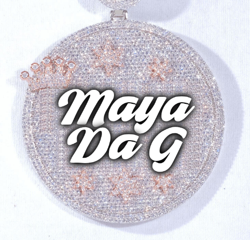 CUSTOM LETTER NECKLACE 3D BIG CROWN DISC