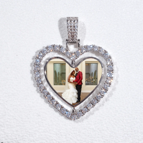 3D Spinning 2-Faced Heart Custom Picture Pendant