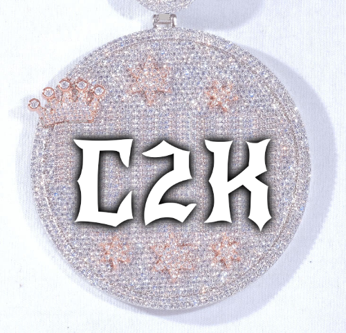 CUSTOM LETTER NECKLACE 3D BIG CROWN DISC
