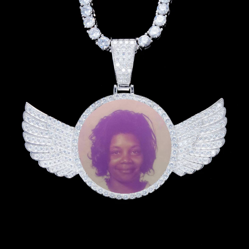 925S & VVS Moissanite 3D Wing Custom Picture Pendant