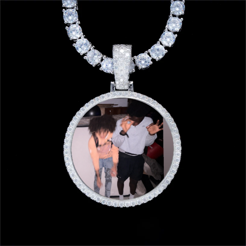 925S & VVS Moissanite 3D Circle Custom Picture Pendant