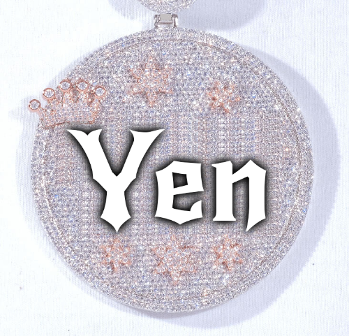 CUSTOM LETTER NECKLACE 3D BIG CROWN DISC