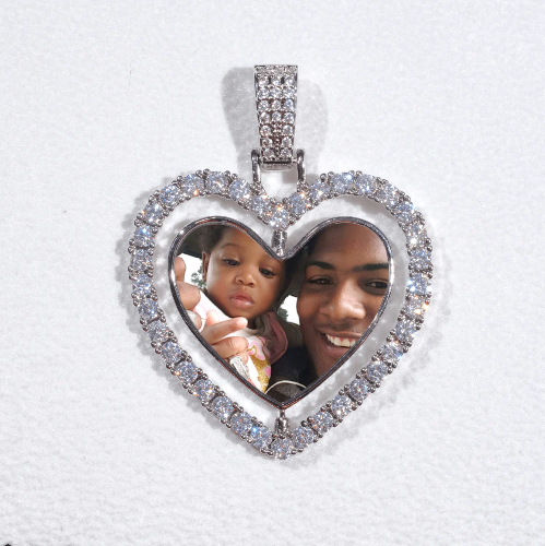 3D Spinning 2-Faced Heart Custom Picture Pendant