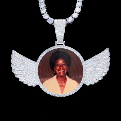 925S & VVS Moissanite 3D Wing Custom Picture Pendant