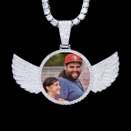 925S & VVS Moissanite 3D Wing Custom Picture Pendant