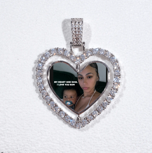 3D Spinning 2-Faced Heart Custom Picture Pendant