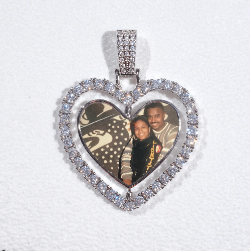 3D Spinning 2-Faced Heart Custom Picture Pendant