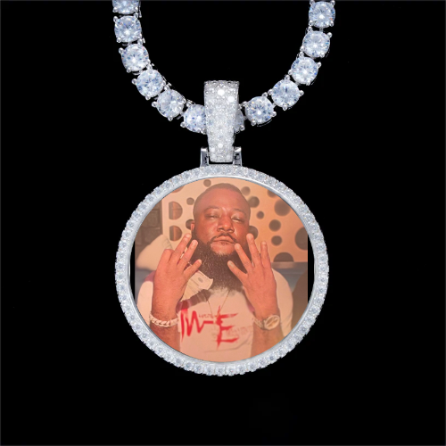 925S & VVS Moissanite 3D Circle Custom Picture Pendant