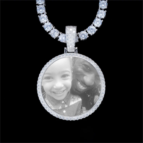 925S & VVS Moissanite 3D Circle Custom Picture Pendant